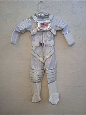 Teetot Silver Kids Astronaut Costume with American Flag Halloween Space 5-6